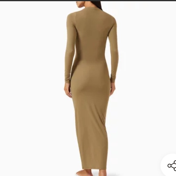 SKIMS | Fits Everybody | khaki | long sleeve | crewneck modal blend | XS | dress - Picture 2 of 13